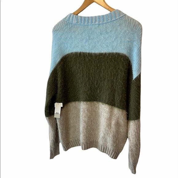 NWT BP Oversized Colour Blocked Warm Soft Fuzzy Scoop Neck Loose Fit Sweater XXS - Picture 4 of 11
